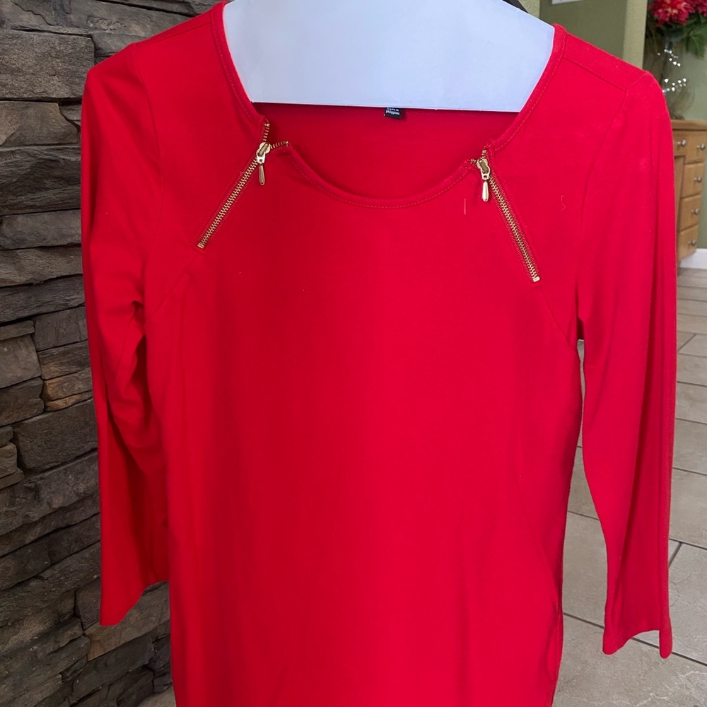 The Limited Red Blouse with Gold color Accents